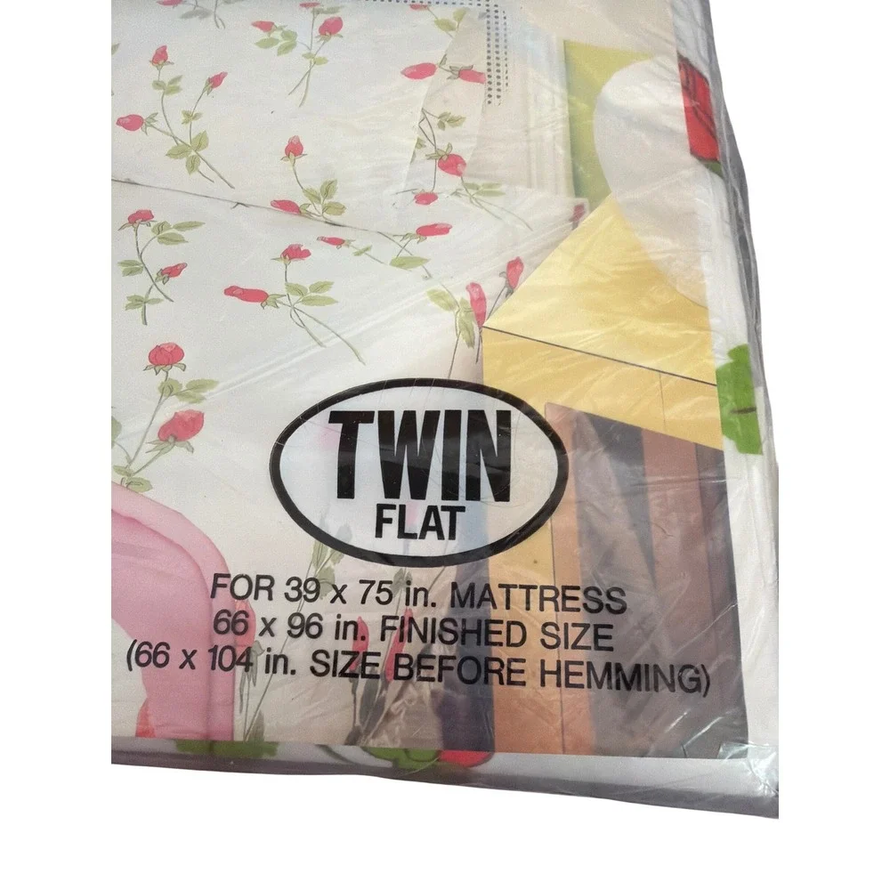 Vintage Tastemaker Twin Flat Sheet Empress Rose Cottagecore Floral Shabby Chic